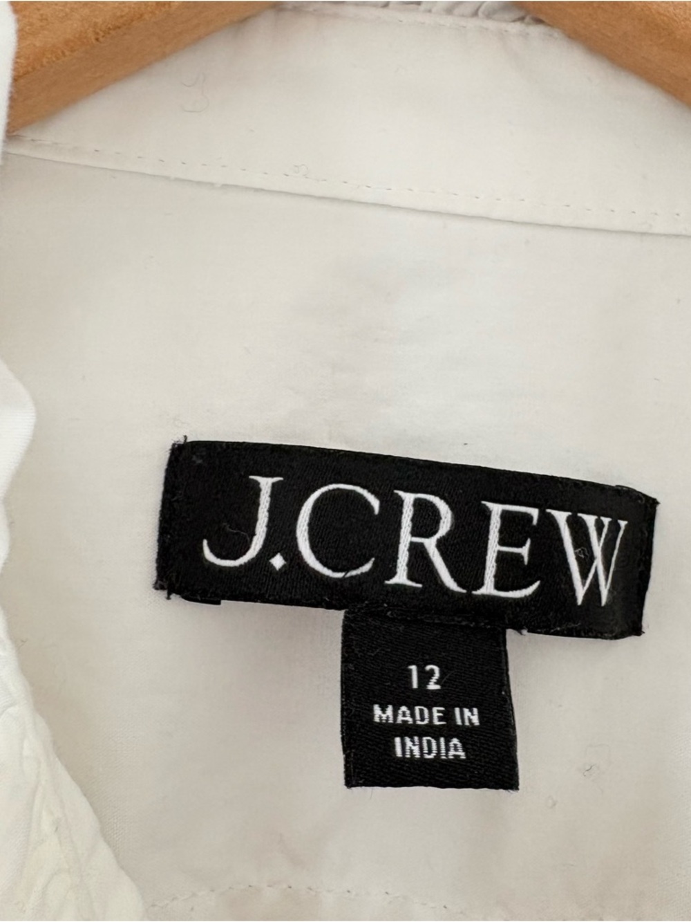 J Crew Cottage Ruffle Button Front Blouse Size 12 Cotton Long Sleeve Preppy - Picture 6 of 11